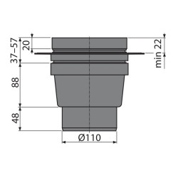 Siphon de sol en plastique - 150x150/110 mm - sortie verticale – grille en plastique